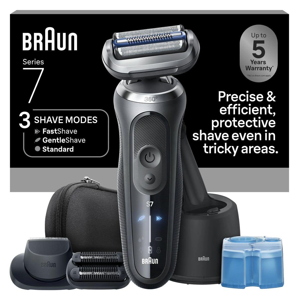 Series 7 Electric Shaver with SmartCare Center, Stubbler, Trimmer, 7185cc